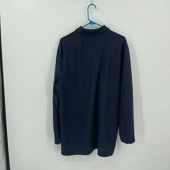 #154 L.L. Bean Mens Traditional Fit Long Sleeve Polo Shirt Large Reg Blue Collar - Picture 4 of 8